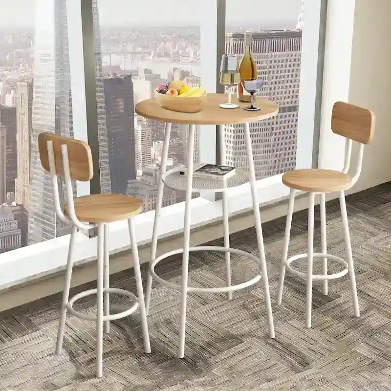 Bar Table for 2, 2-Tier Round Bistro Dining Table