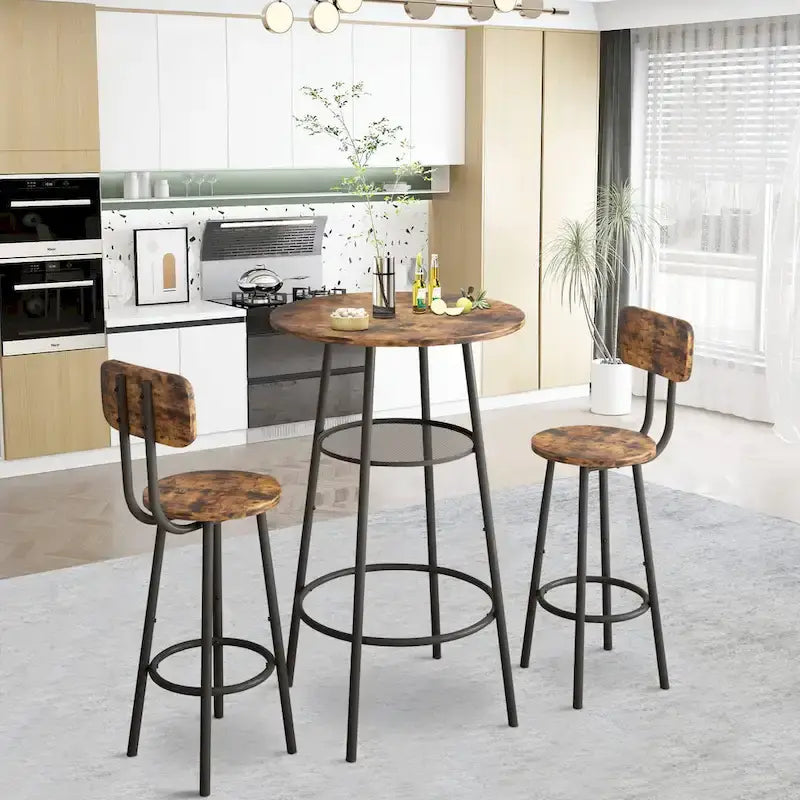 Bar Table for 2, 2-Tier Round Bistro Dining Table