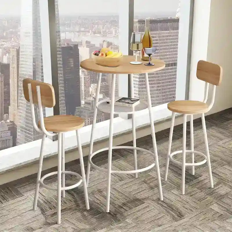 Bar Table for 2, 2-Tier Round Bistro Dining Table