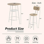Bar Table for 2, 2-Tier Round Bistro Dining Table
