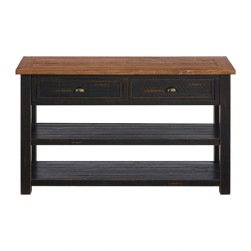 Solid Wood 2-Drawer Sofa Console Table