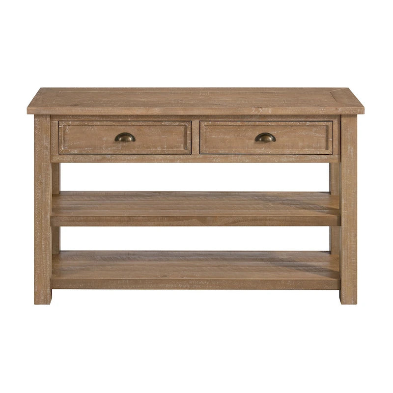 Solid Wood 2-Drawer Sofa Console Table
