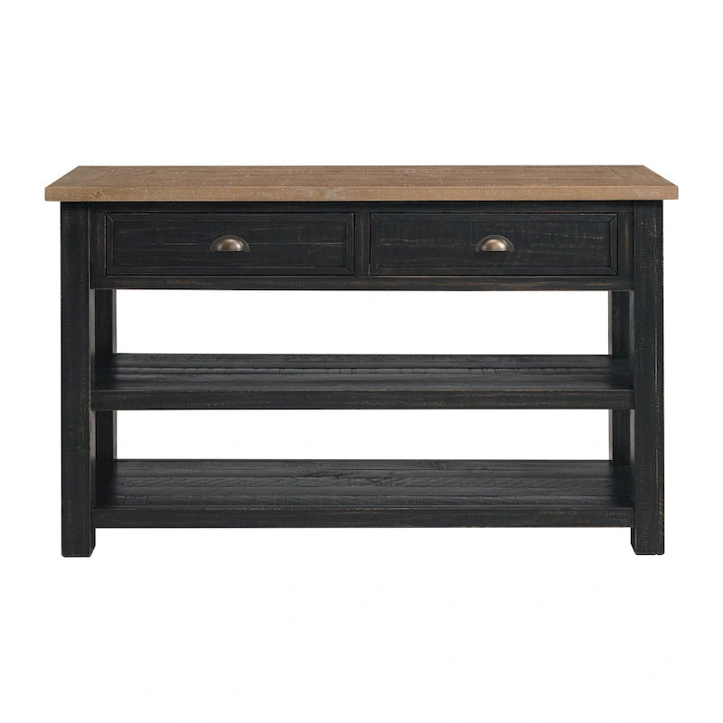 Solid Wood 2-Drawer Sofa Console Table