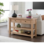 Solid Wood 2-Drawer Sofa Console Table