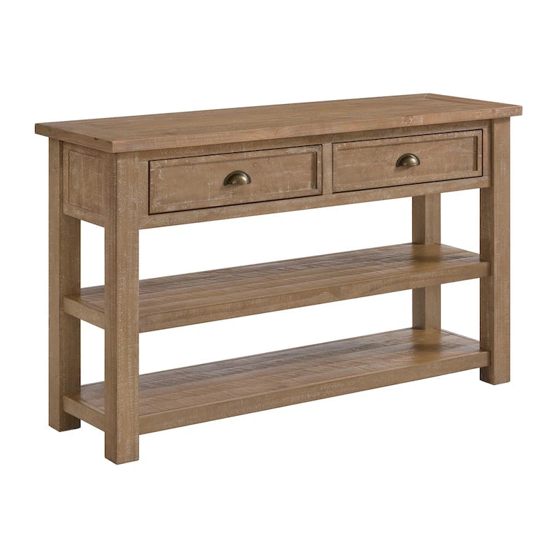 Solid Wood 2-Drawer Sofa Console Table