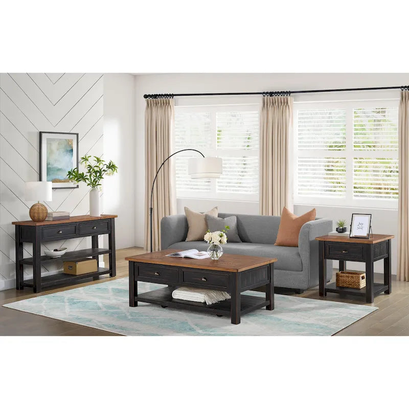 Solid Wood 2-Drawer Sofa Console Table