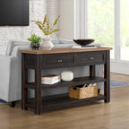 Solid Wood 2-Drawer Sofa Console Table