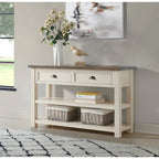 Solid Wood 2-Drawer Sofa Console Table