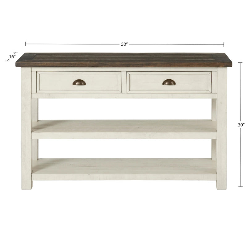 Solid Wood 2-Drawer Sofa Console Table