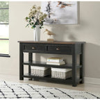 Solid Wood 2-Drawer Sofa Console Table