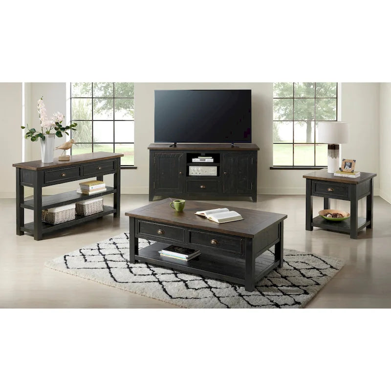 Solid Wood 2-Drawer Sofa Console Table