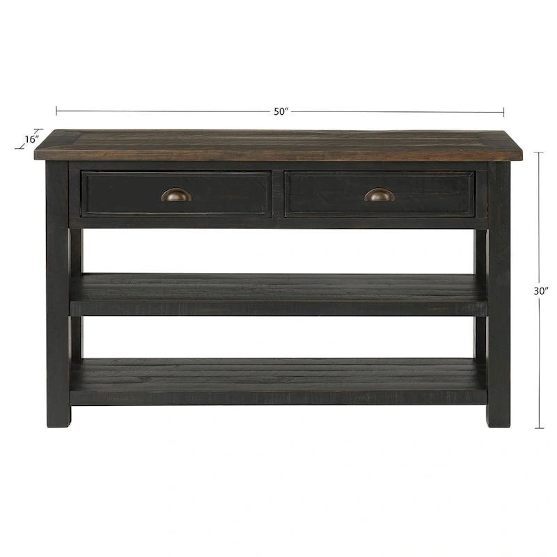 Solid Wood 2-Drawer Sofa Console Table
