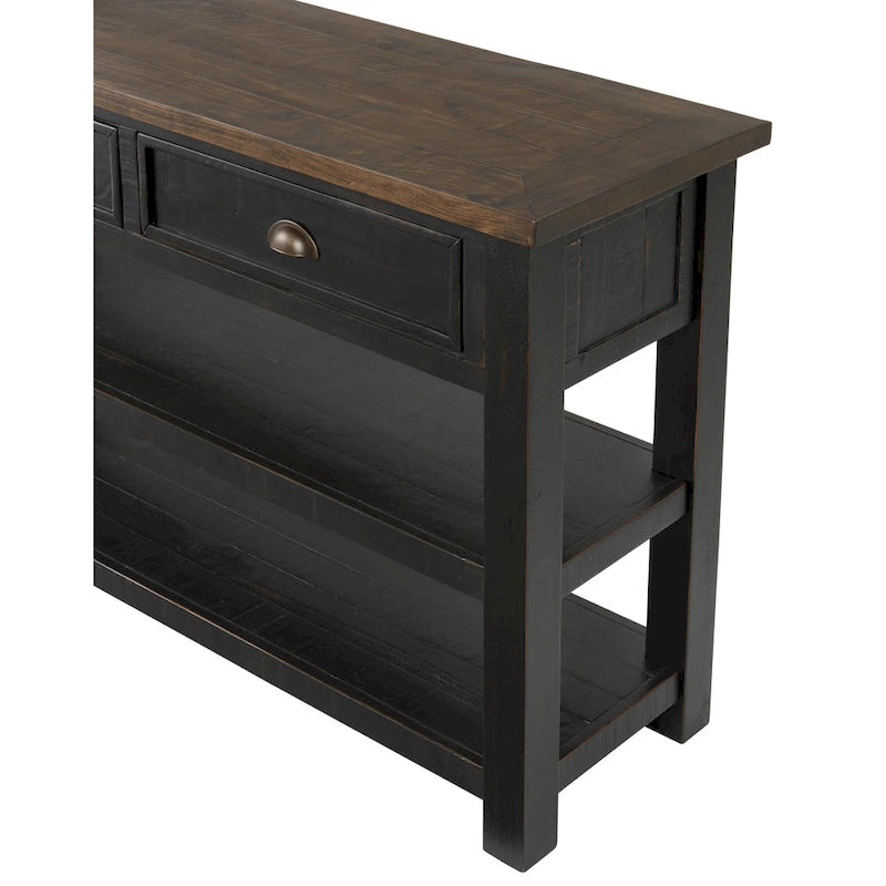 Solid Wood 2-Drawer Sofa Console Table