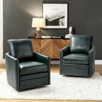 Transitional Swivel Faux Leather Barrel Chair with Metal Base