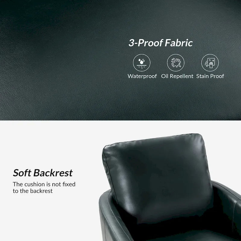 Transitional Swivel Faux Leather Barrel Chair with Metal Base