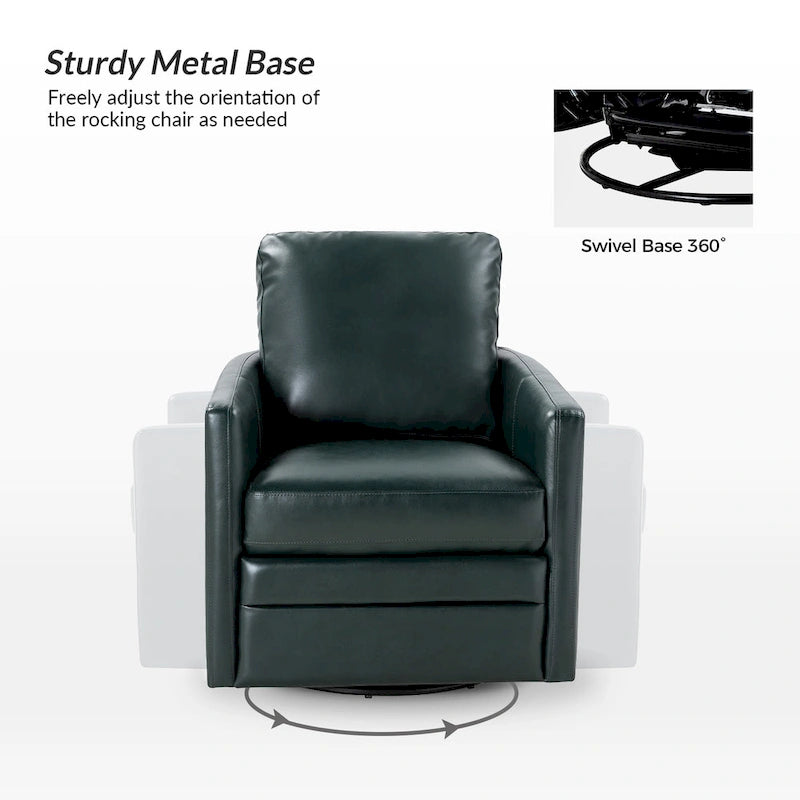 Transitional Swivel Faux Leather Barrel Chair with Metal Base