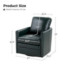 Transitional Swivel Faux Leather Barrel Chair with Metal Base