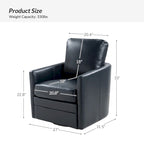 Transitional Swivel Faux Leather Barrel Chair with Metal Base