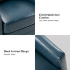 Transitional Swivel Faux Leather Barrel Chair with Metal Base