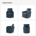 Transitional Swivel Faux Leather Barrel Chair with Metal Base