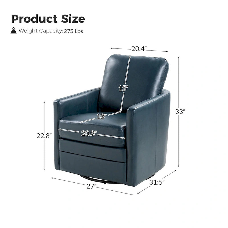 Transitional Swivel Faux Leather Barrel Chair with Metal Base