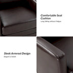 Transitional Swivel Faux Leather Barrel Chair with Metal Base