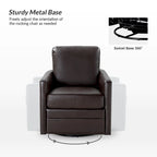 Transitional Swivel Faux Leather Barrel Chair with Metal Base