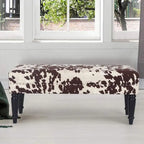 Cow Print Fabric Rectangular Bench Ottoman