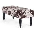 Cow Print Fabric Rectangular Bench Ottoman