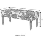 Cow Print Fabric Rectangular Bench Ottoman