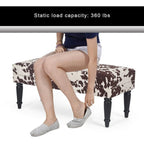 Cow Print Fabric Rectangular Bench Ottoman