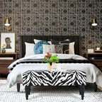Cow Print Fabric Rectangular Bench Ottoman