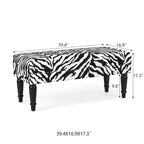 Cow Print Fabric Rectangular Bench Ottoman