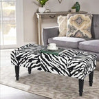 Cow Print Fabric Rectangular Bench Ottoman