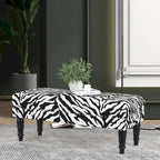 Cow Print Fabric Rectangular Bench Ottoman