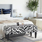 Cow Print Fabric Rectangular Bench Ottoman