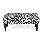 Cow Print Fabric Rectangular Bench Ottoman