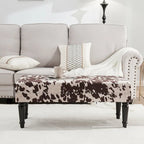 Cow Print Fabric Rectangular Bench Ottoman