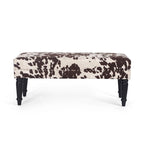 Cow Print Fabric Rectangular Bench Ottoman