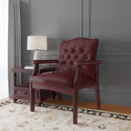 Button-tufted Vinyl Guest Chair with Antique-brass Nailhead Trims