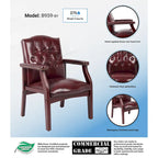 Button-tufted Vinyl Guest Chair with Antique-brass Nailhead Trims