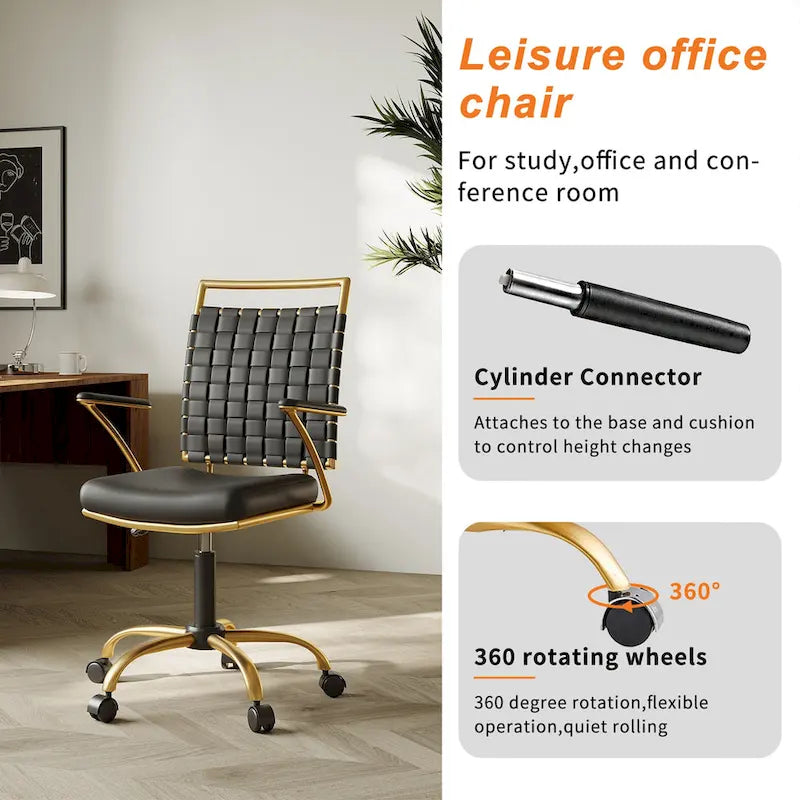 CAROCC Home Office Desk Chair Gold with Throw Pillow