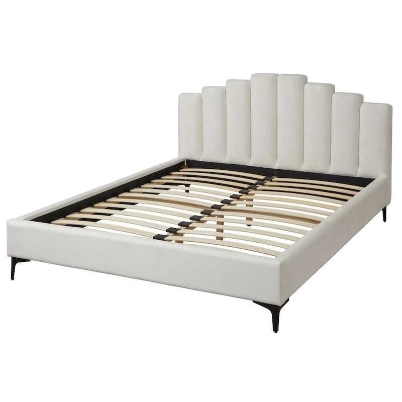 Stark Velvet Upholstered Modern Queen Platform Bed