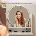 Makeup Vanity Set Dresser w/Mirror Stool 5 Drawers - White/Pink/Black - 31.5L x 15.7W x 52H