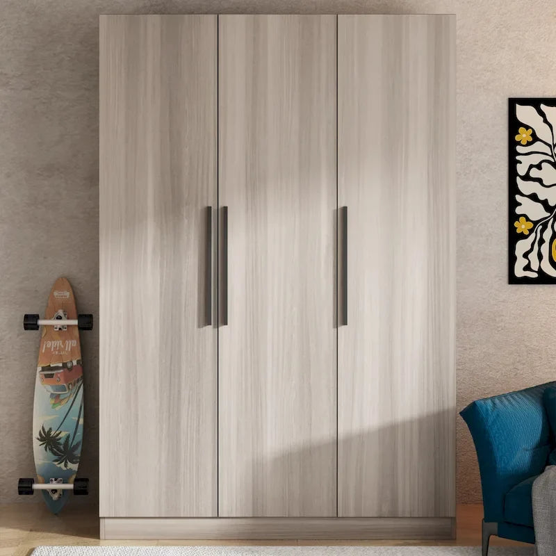 70. H x 47.2 W Wardrobe Cabinet Armoire Three Doors In White Closet