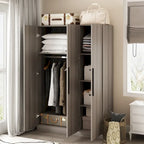 70. H x 47.2 W Wardrobe Cabinet Armoire Three Doors In White Closet