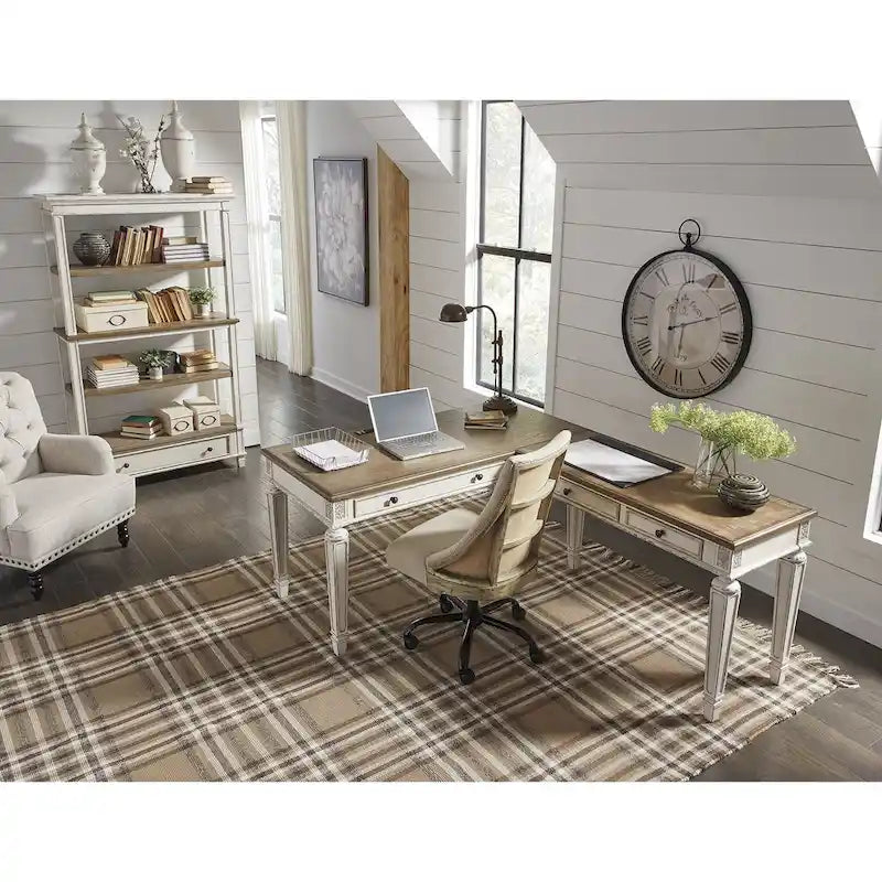 Realyn Antique White/Brown 2-Piece Home Office Desk