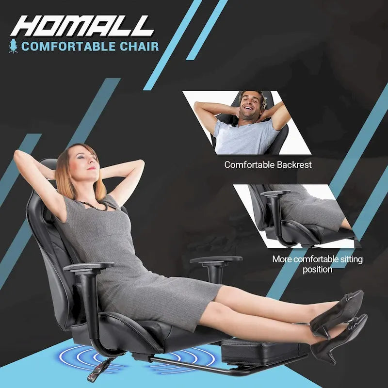 Gaming Chair with Footrest - Ergonomic Desk Chair