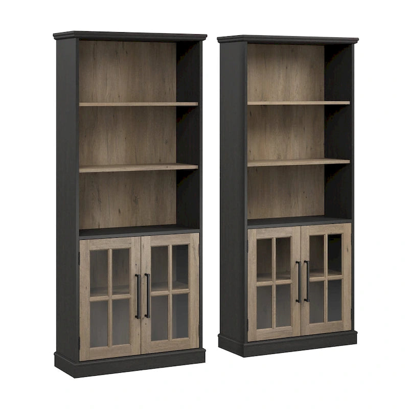 Westbrook 5 Shelf Bookcase with Doors - Set of 2 by Bush Furniture