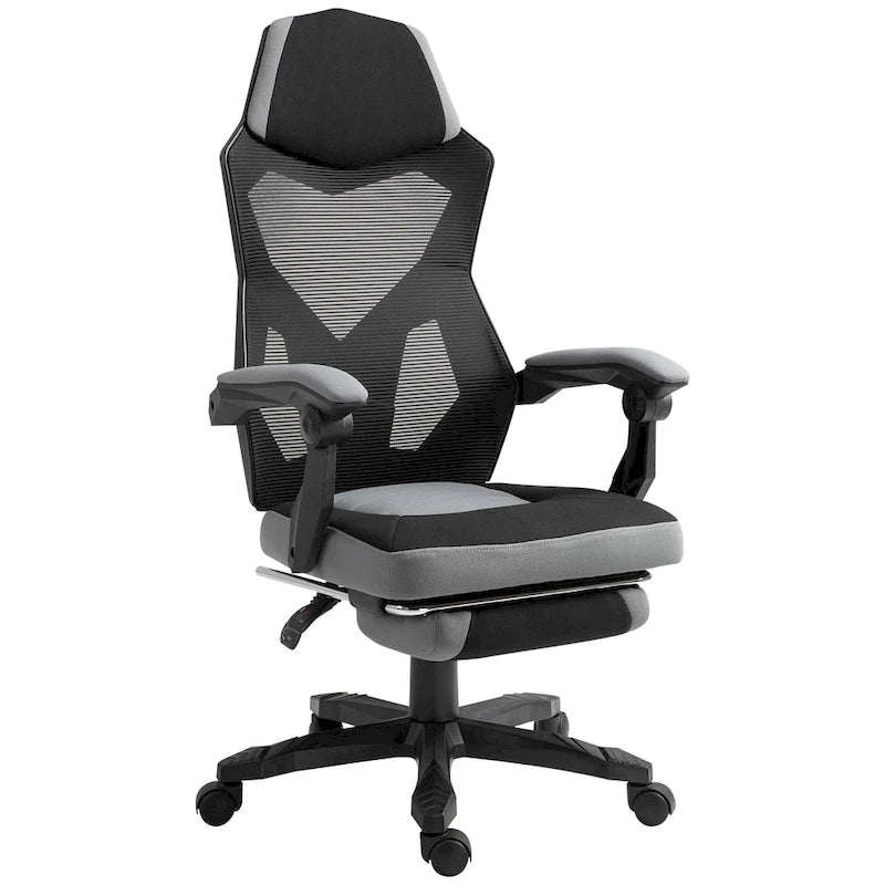 Home Office Chair Adjustable Height Recliner with Retractable Footrest, Mesh Back